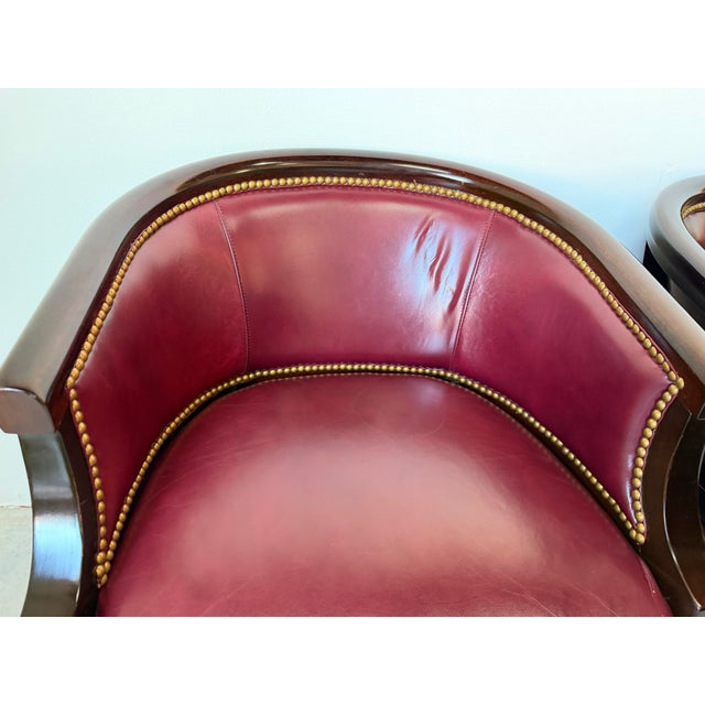 Vintage Hickory Leather Hollywood Regency Style Dining Chairs - Set of 6 For Sale - Image 12 of 17