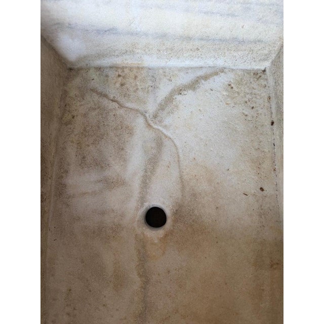 Antique Hand-Carved Stone Farmhouse Sink Basin With Rustic Architectural For Sale - Image 9 of 11