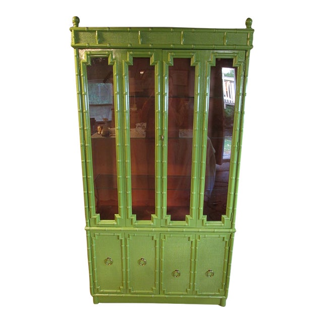 Vintage Drexel Painted Hollywood Regency /Chinoiserie Style China Cabinet For Sale