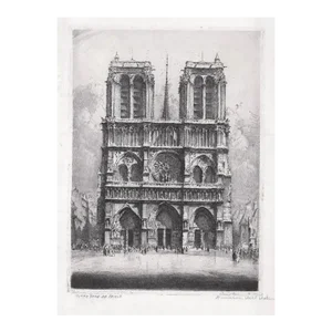 1920s Louis Orr Notre Dame Paris Etching