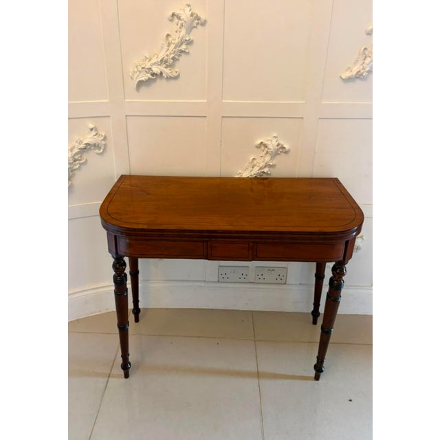 Antique Georgian Mahogany Inlaid Fold-Over Card Table, 1800 For Sale - Image 4 of 14