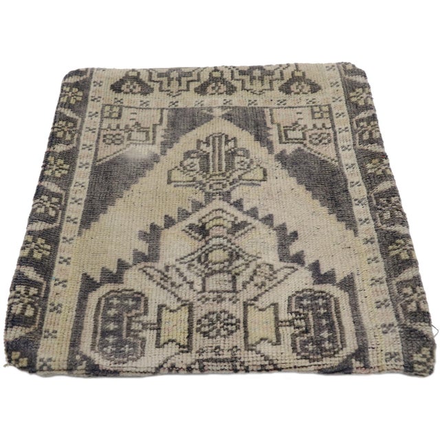 Tribal Vintage Turkish Oushak Wool Rug Pillow Cover - 01'06 X 01'06 For Sale - Image 3 of 8