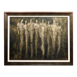 "Untitled" Mixed Media With Oil Acrylic Painting by Irina Russkol, Hand Signed & Framed