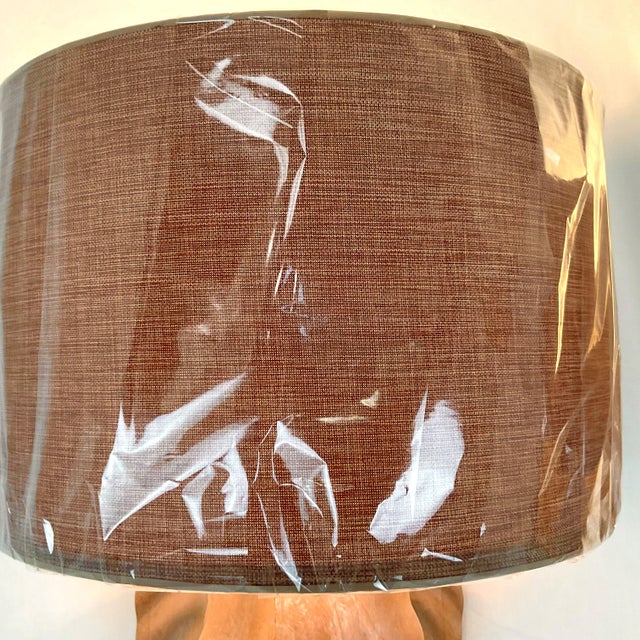 Natural Bleached Wood Elephant Sconces With Linen Shades - a Pair For Sale In West Palm - Image 6 of 12