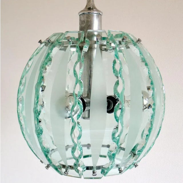 Glass and Chrome Ceiling Lamp by 04 for Fontana Arte For Sale - Image 3 of 11