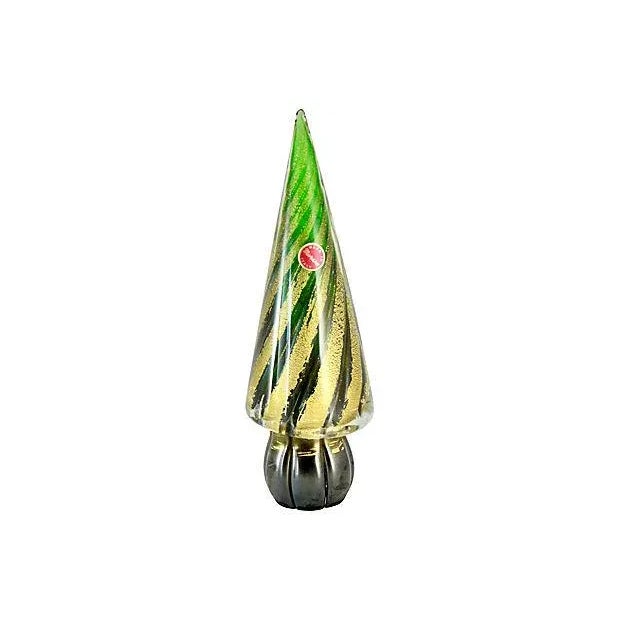 Traditional Murano 9” Green & Gold Tree For Sale - Image 3 of 7