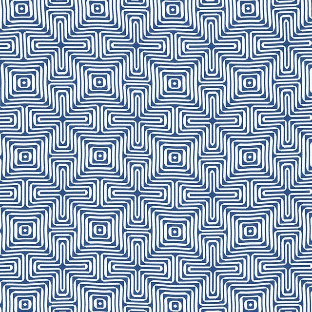 Sample - Schumacher X Trina Turk Amazing Maze Indoor & Outdoor Fabric in Ocean For Sale