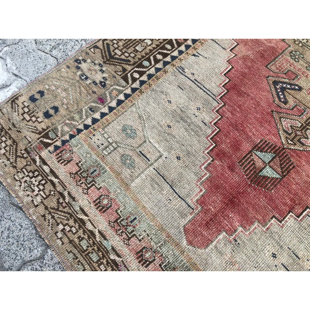 Burnt Orange Turkish Faded Floor Vintage Rug For Sale - Image 8 of 11