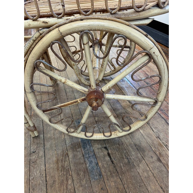 Midcentury Modern Rattan Bamboo & Wicker Bar Cart For Sale - Image 12 of 17