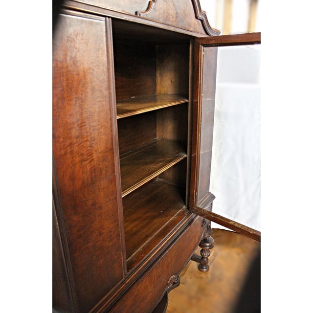 1800s 19th C Hyman Walnut China Cabinet Breakfront Cupboard