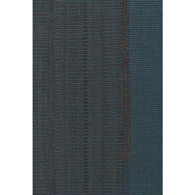 Rug & Kilim’s Contemporary Kilim in Blue With Gray Stripes and Brown Accents For Sale In New York - Image 6 of 7