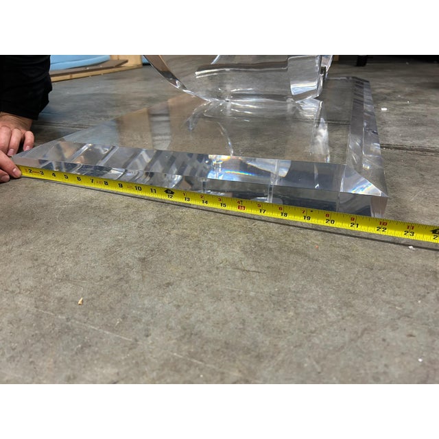 Vintage Postmodern Lucite Dining Table W/ 3/4" Beveled Glass Top For Sale - Image 10 of 12