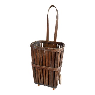 Antique Bentwood Grocery Shopping Cart Pull Basket For Sale