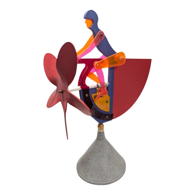 1990's Signed Kinetic Windmill & Rider Pop Art Sculpture #4/1000 For Sale