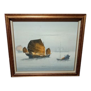 1950s Edward Burton "Arabian Sails" Original Painting For Sale