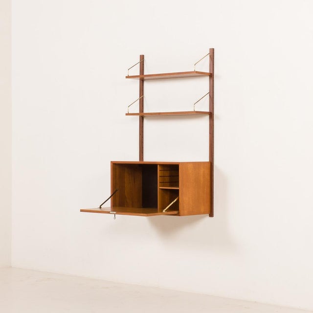 Mid-Century Modern Teak Shleving Wall Unit with Bureau by Poul Cadovius for Cado,1960s For Sale - Image 3 of 18