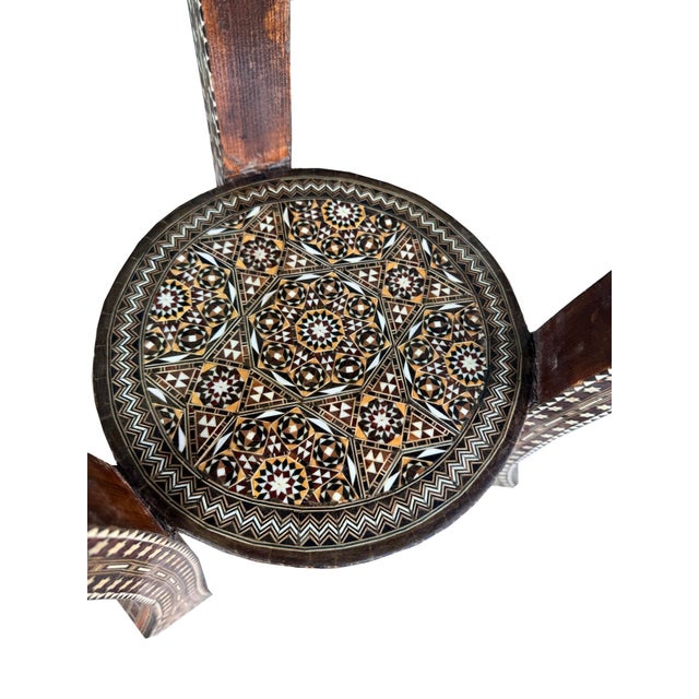 Vintage Marquetry Wood Inlay Round Side Table, Circa 1940 For Sale - Image 10 of 11