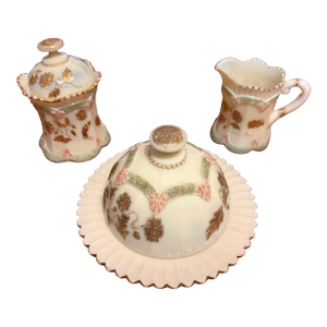 Early 20th Century Northwood Glass Company Custard Glass Table Set - Set of 3
