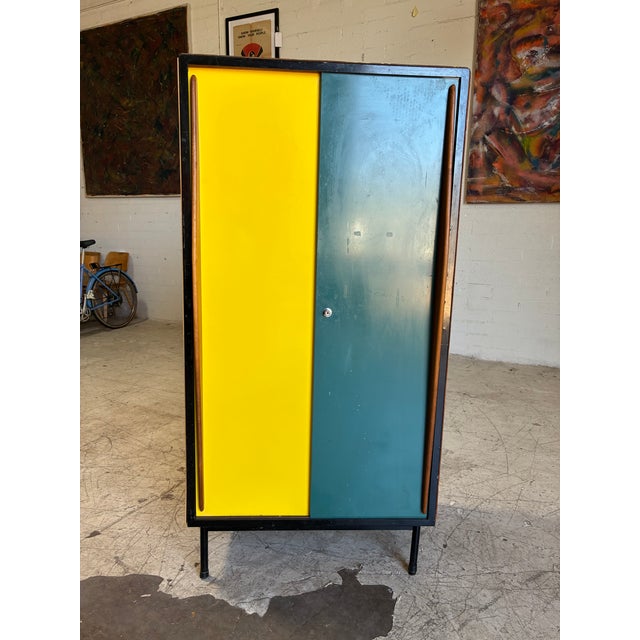 Mid-Century Modern MCM Two Tone Armoire Cabinet by Willy Van Der Meeran for Tubax For Sale - Image 3 of 9