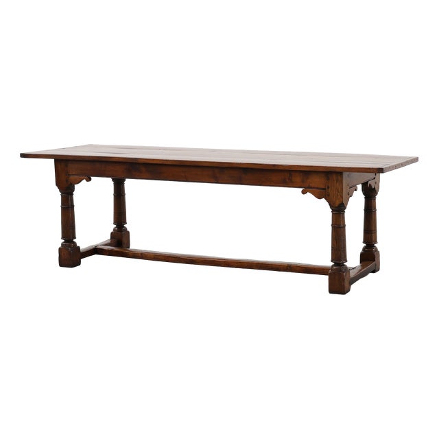 Large French Renaissance Revival Oak Refectory Dining Table, 1880 For Sale