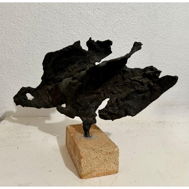 Zvi Aldouby, Brutalist Israeli Bronze Abstract Sculpture Wave Form Zvi Aldouby, c.1950's -1960's For Sale - Image 14 of 18