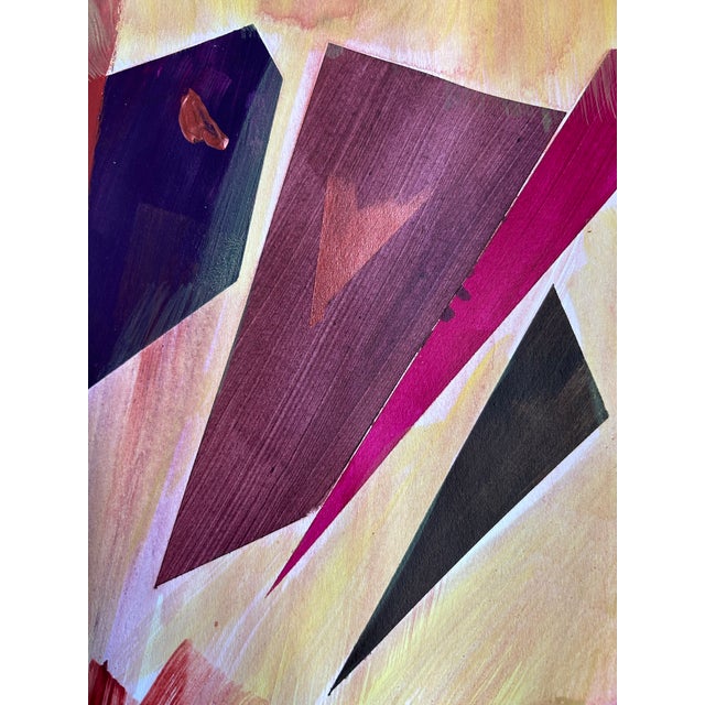 Abstract color and geometric composition by Erik Sulander using acrylic paint on paper. Signed on reverse, Unframed.