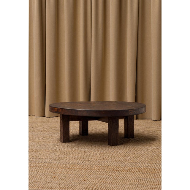 Hand-Hammered Wood Coffee Table, 1970s For Sale - Image 4 of 8