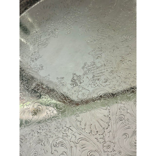 Metal Vintage 15.5” Wm Rogers Silver Plate Round Gallery Tray For Sale - Image 7 of 11