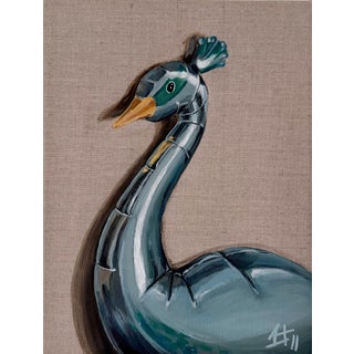 Sofía Cristina Jiménez, Inflatable Peacock Portrait: Lady Phasi 3, 2024, Acrylic on Unprimed Linen For Sale