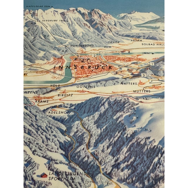 1960s 1964 Innsbruck Austria Winter Olympics Poster Heinrich Berann Panorama Map For Sale - Image 5 of 12