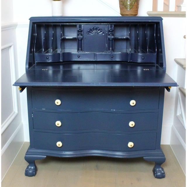 Antique 1920's Blue Secretary Desk With Claw Feet Chairish