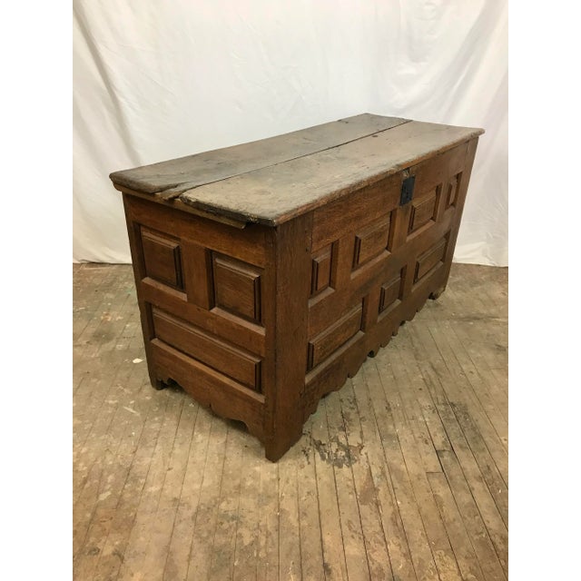 18th Century Primitive Oak Linen Coffer Chest For Sale - Image 4 of 13