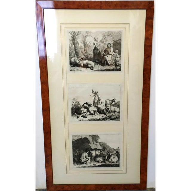 Francesco Londonio, Landscapes Triptych, 1763, Engravings, Framed, Set of 2 For Sale - Image 6 of 11