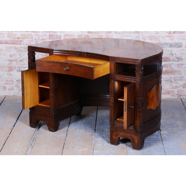 Czech Cubistic Writing Desk in Oak and Walnut, 1910s For Sale - Image 16 of 16