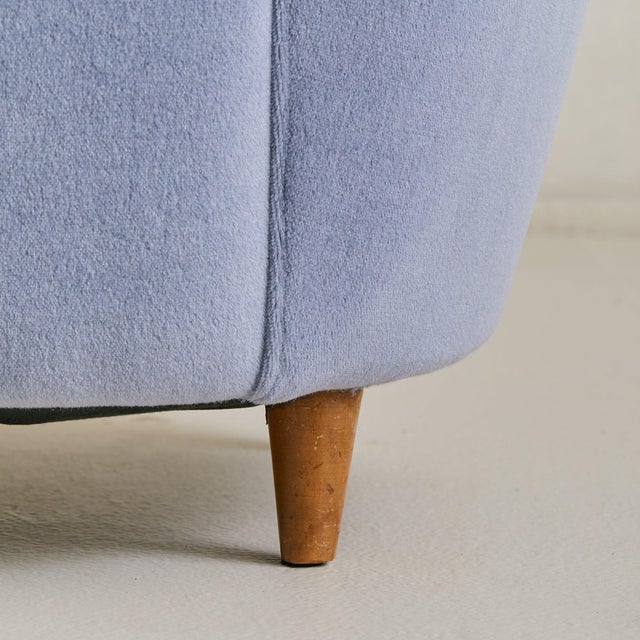 Italian Cornflower Blue Velvet Lounge Chair in the Manner of Paolo Buffa, 1950s For Sale - Image 11 of 11