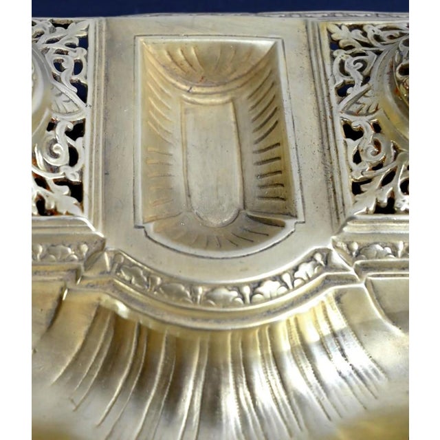 Metal Inkwell in Gilded Bronze, Late 19th Century For Sale - Image 7 of 18