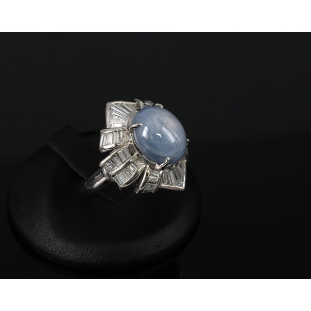 Blue Late 20th Century Fine 12.05ct Natural Star Sapphire & 1.72ct Diamond Platinum Ring Size 5.75 For Sale - Image 8 of 18