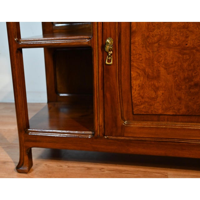 1900s Antique French Walnut & Burl Walnut Server / Buffet / Sideboard With Mirror For Sale - Image 16 of 18