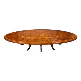 Large Burr Walnut Extending Oval Dining Table, 1950 For Sale