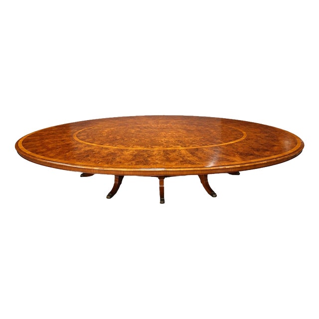 Large Burr Walnut Extending Oval Dining Table, 1950 For Sale