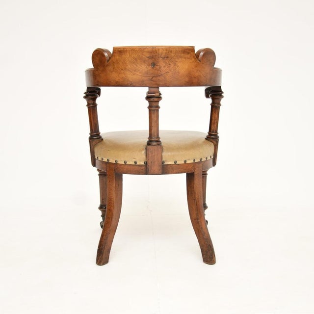 Late 19th Century Antique Victorian Gothic Revival Oak Desk Chair, 1870s For Sale - Image 5 of 11