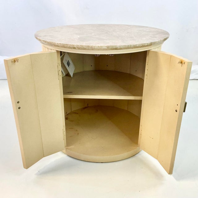Late 20th Century Vintage Neoclassical Roman Contemporary Century Furniture Drum Marble Top Side Table For Sale - Image 5 of 16