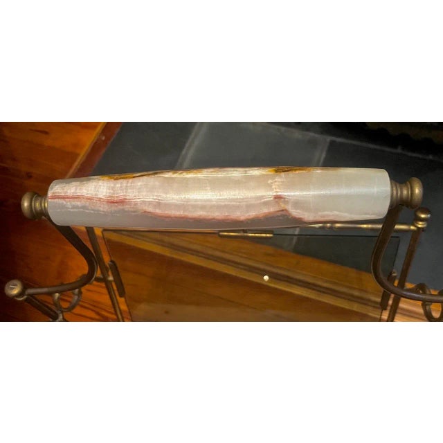 Brass 1960s Mid-Century Modern Brass, Smoked Glass & Onyx Magazine Rack in the Manner of Maison Bagues. For Sale - Image 8 of 10