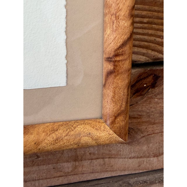 Gold Limited Edition Egret Etching “Aria” by M. Albritton in Faux Burl Wood Frame For Sale - Image 8 of 12
