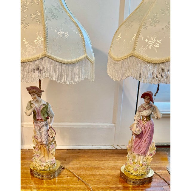 1940s s.g.k. China Pair of Large Lamps For Sale - Image 4 of 12