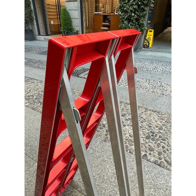 Vintage Red Foldable Ladder Scaleo from Velca, Italy, 1970s For Sale - Image 9 of 14