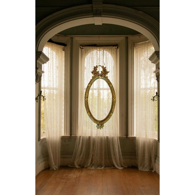 Late 20th Century Vintage Louis XVl Style Solid Brass Gold Oval Wall Mirror or Vanity Mirror For Sale - Image 5 of 10