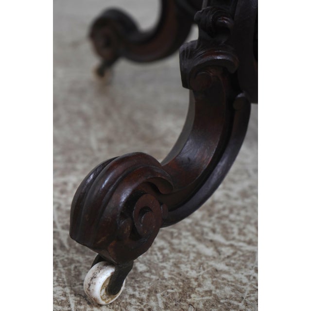 Brown Antique American Victorian Walnut Parlor Table For Sale - Image 8 of 13