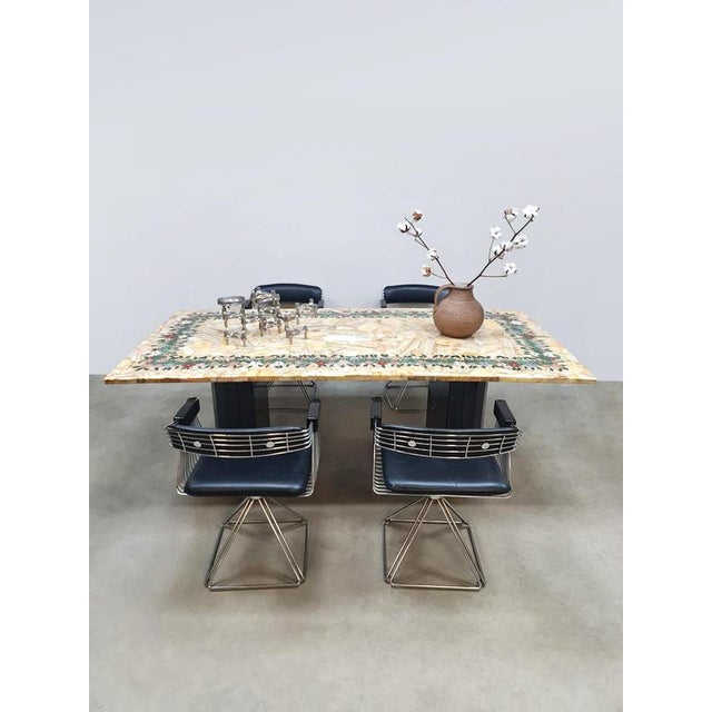 Vintage Italian Edelweiss Onyx Marble Floral Dining Table, 1960s For Sale - Image 4 of 8