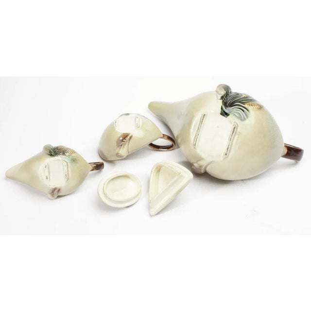 1950s Mid-Century Modern Hull Pottery Parchment & Pine Tea Set - 3pcs For Sale In Portland, OR - Image 6 of 6